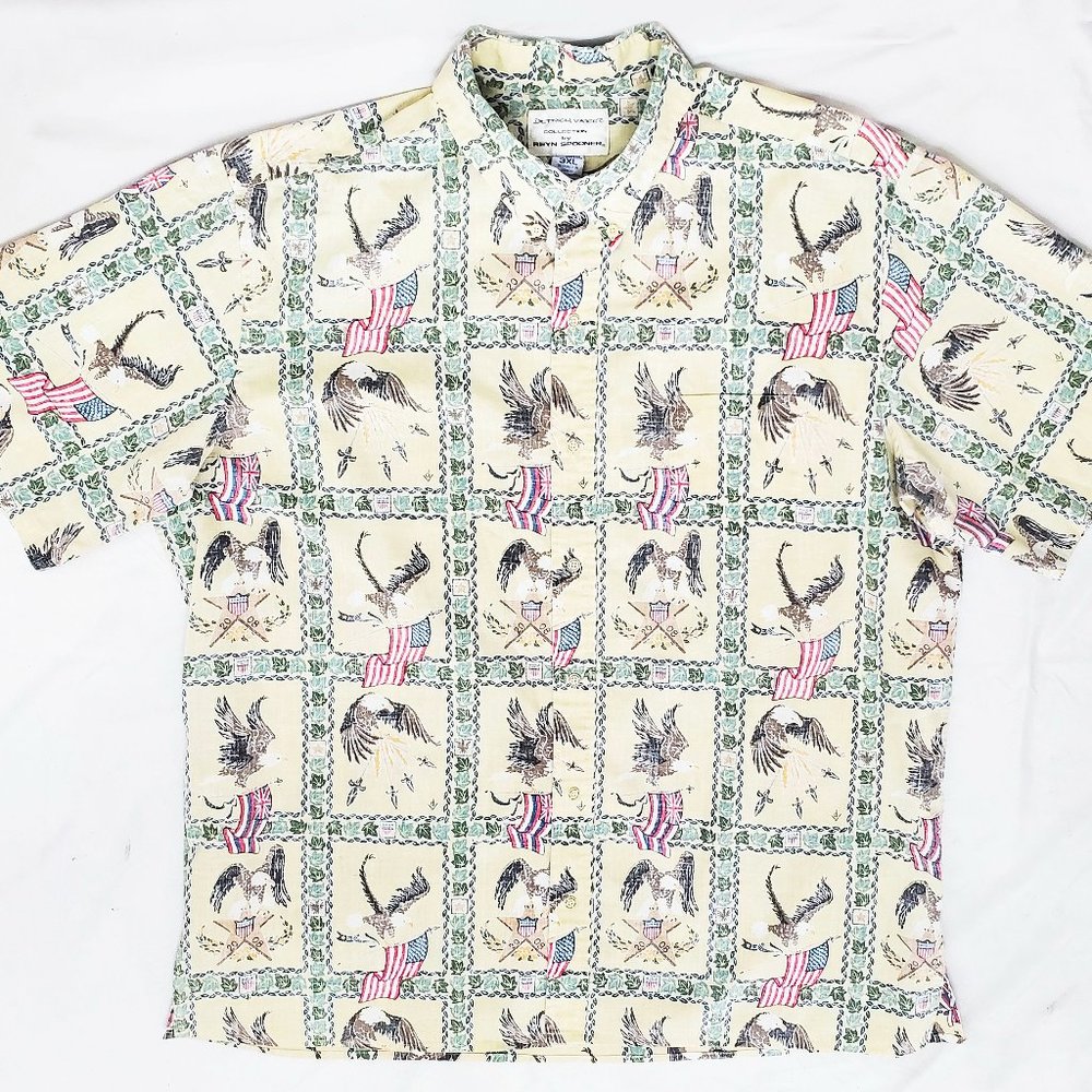 Reyn Spooner Dietrich Varez Red America USA Eagle Reverse Print Hawaiian Shirt